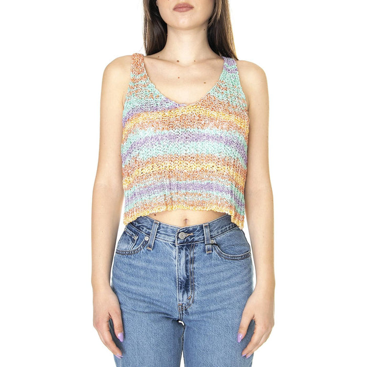 W' Top de Crochet con Estampado de Rayas - Top Donna Multicolore 31W/10240  WILD PONY 