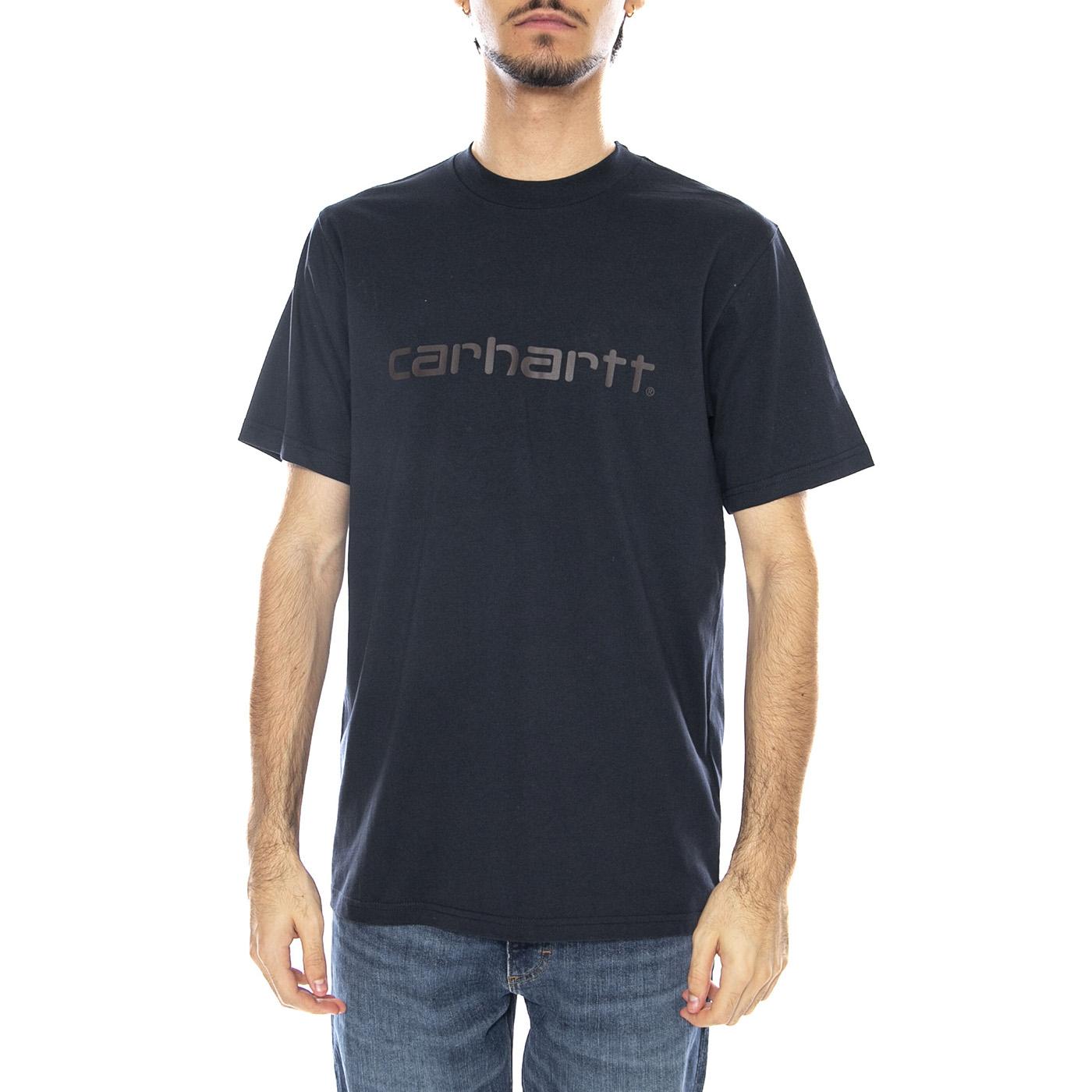S/S Script T-Shirt Deep Night / Palisander - Maglietta Girocollo Uomo Blu Scuro I035700.38CXX . CARHARTT WIP 