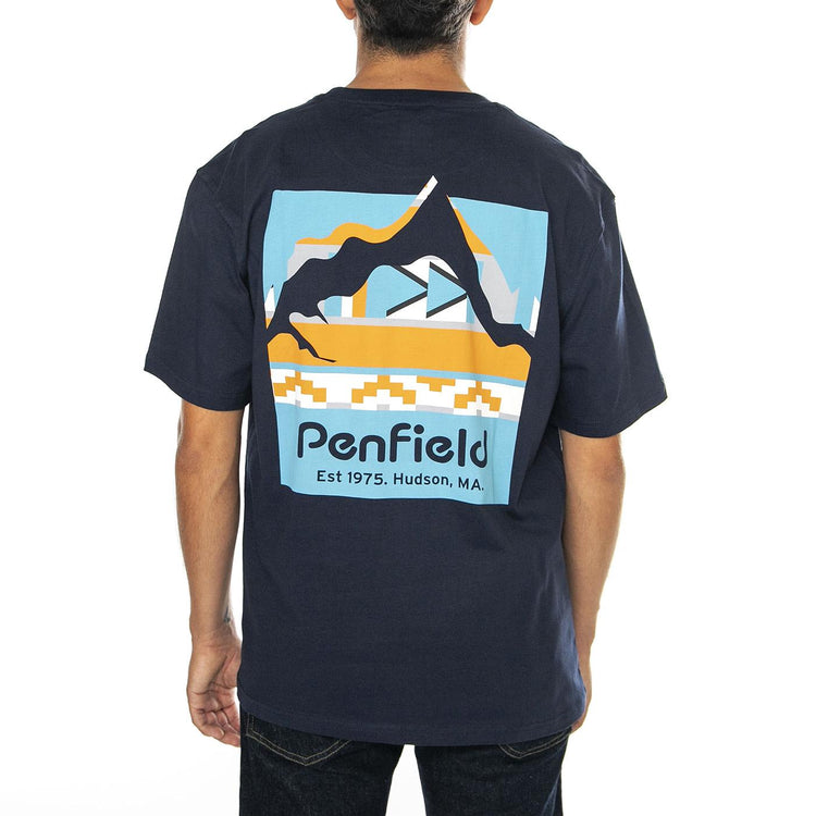 Geo Back Print T-Shirt Navy Blazer - Maglietta Girocollo Uomo Blu PFD0338-203  PENFIELD 