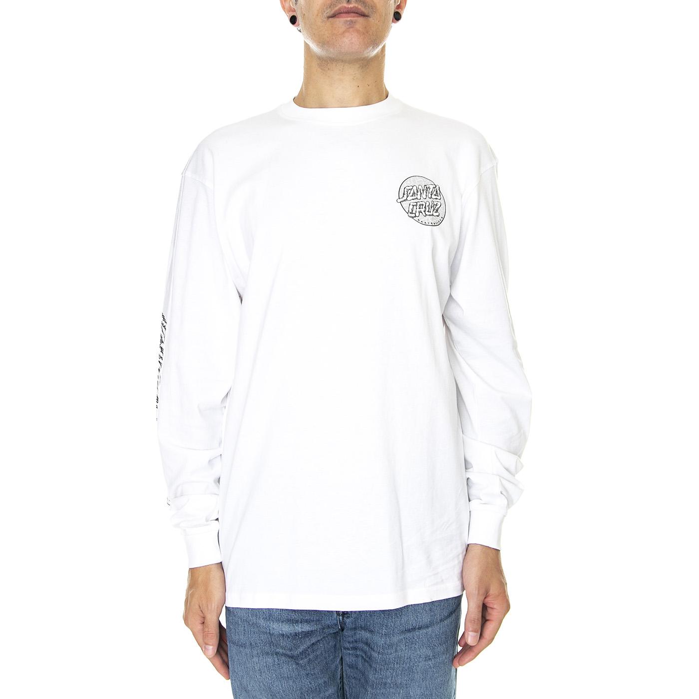 Alive Hand L/S T-Shirt White - Maglietta Girocollo Maniche Lunghe Uomo Bianca SCA-LTE-1456  SANTA CRUZ 