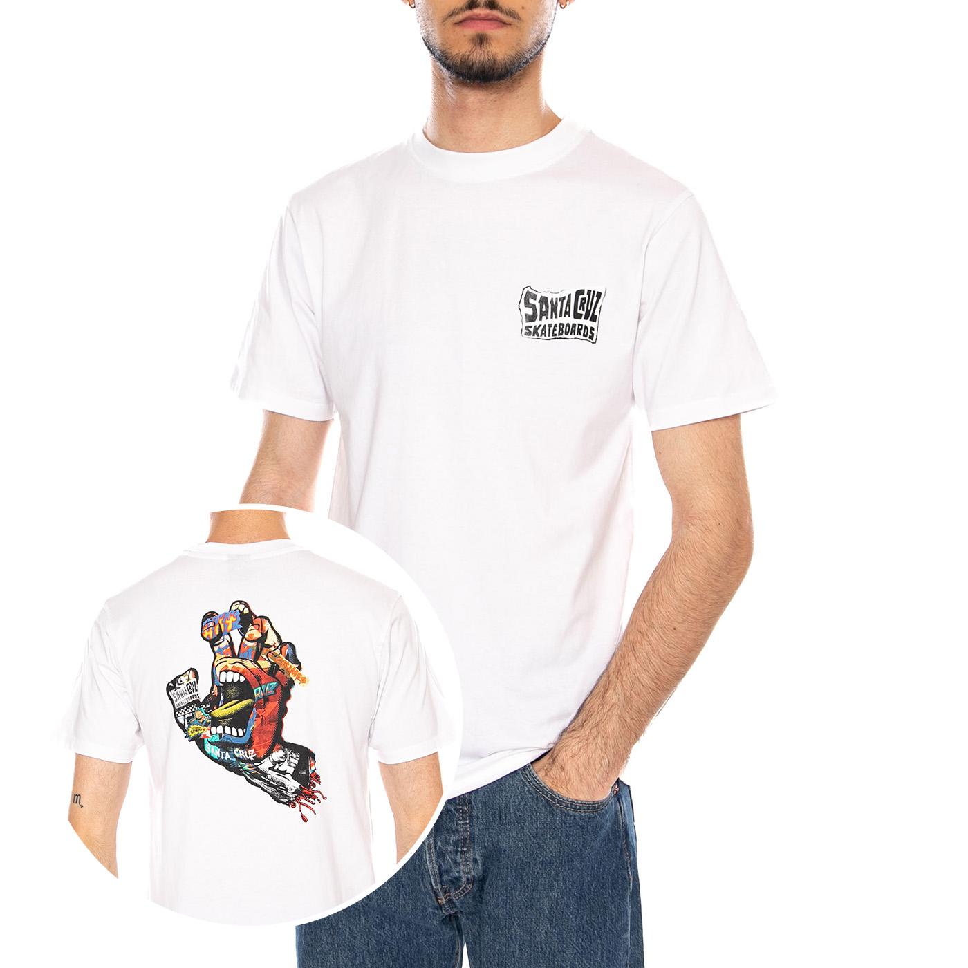 COLLAGE HAND T-SHIRT - Maglietta Girocollo Uomo Bianca SCA-TEE-13257 WHT SANTA CRUZ 