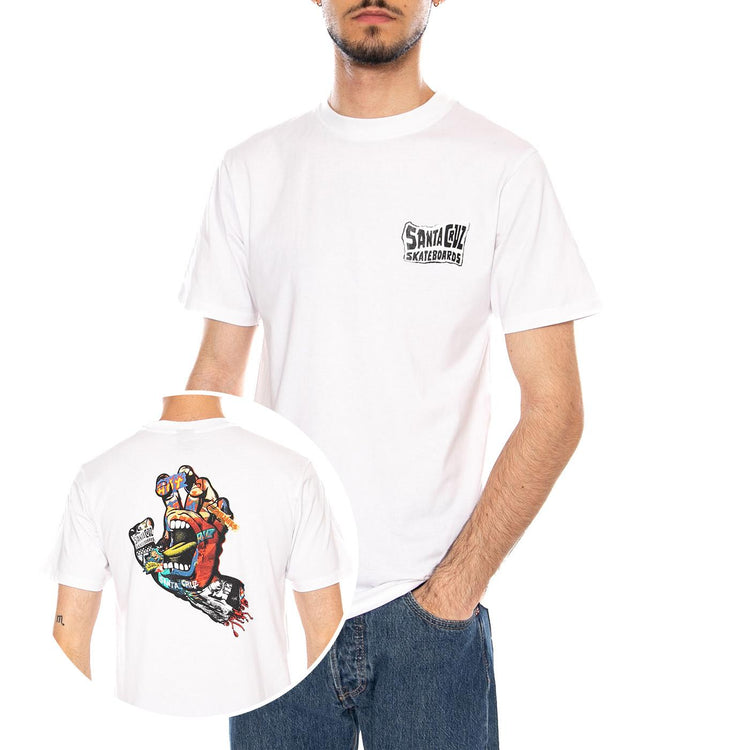 COLLAGE HAND T-SHIRT - Maglietta Girocollo Uomo Bianca SCA-TEE-13257 WHT SANTA CRUZ 
