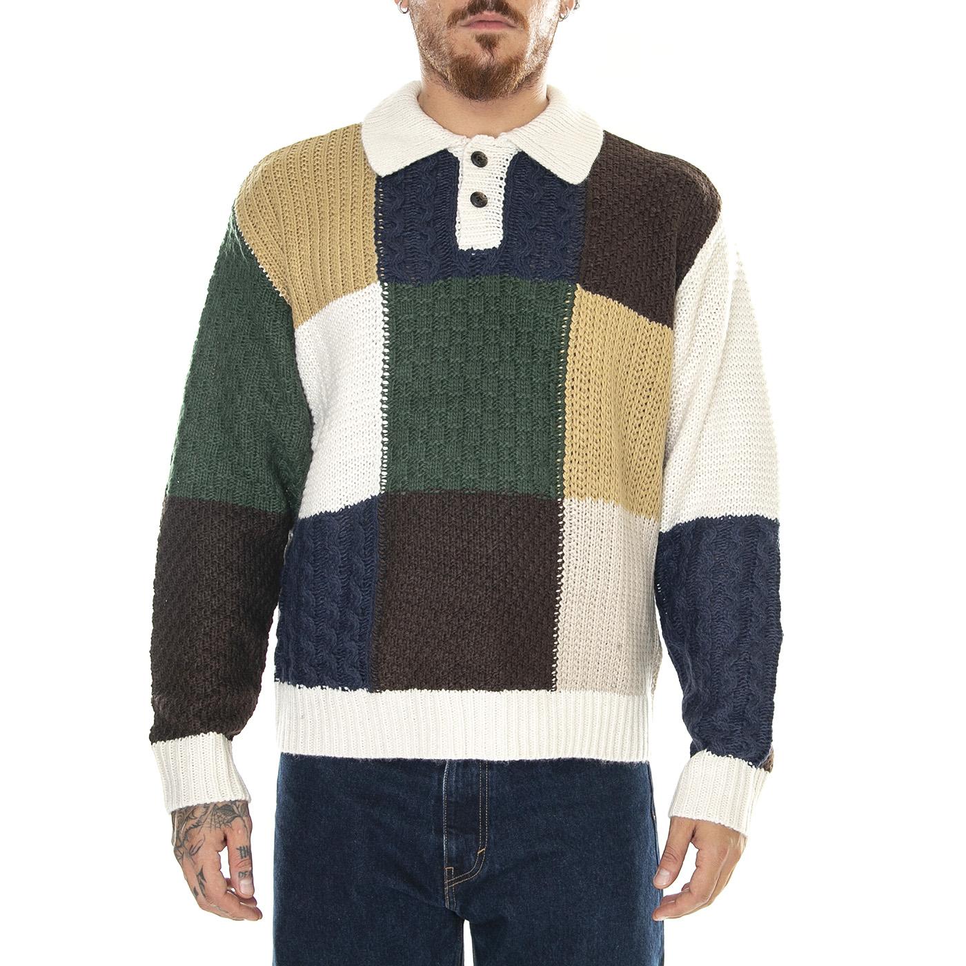M' Oliver Patchwork Sweater Unbleached / Multi - Maglione Uomo Multicolore 151000074-UBL  OBEY 