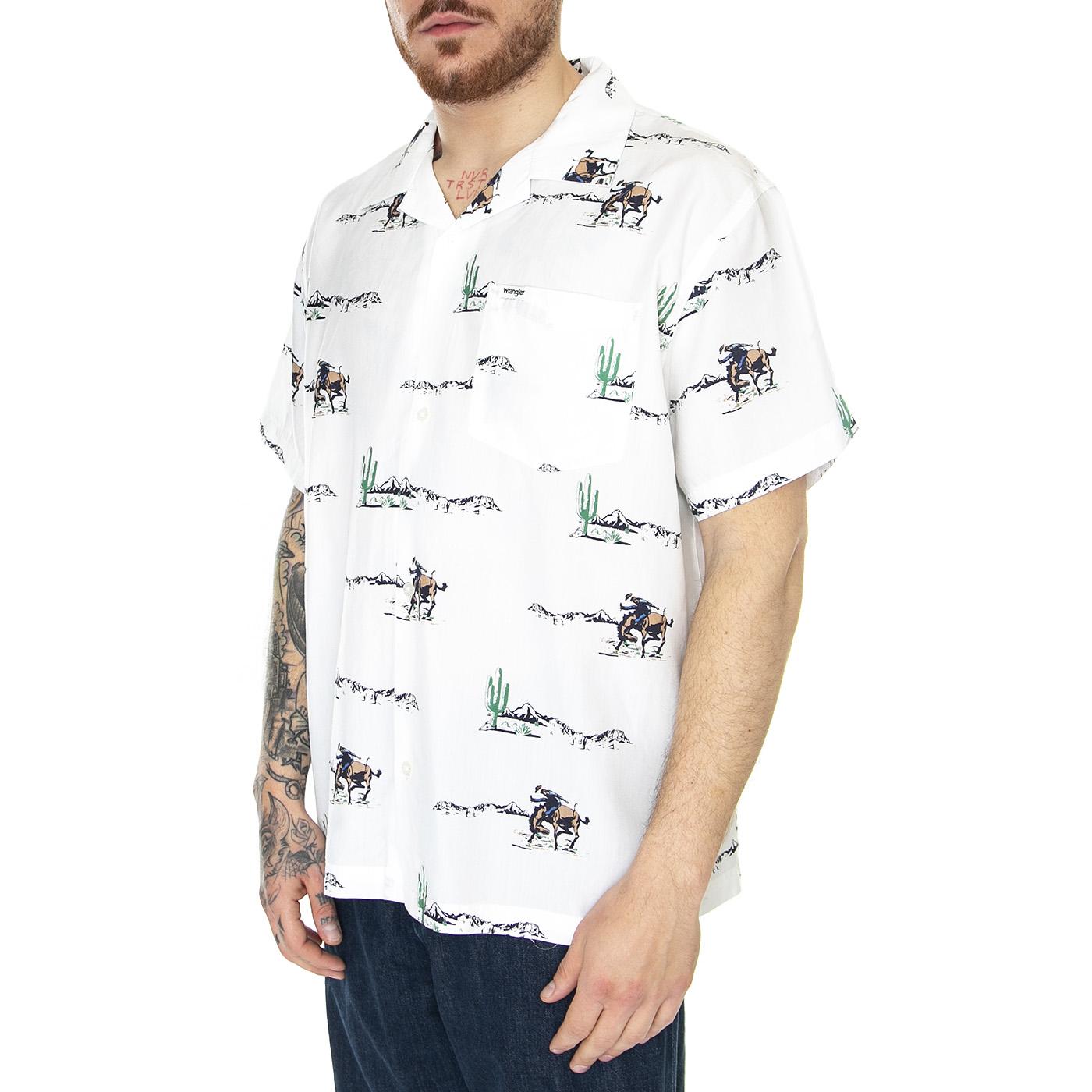 Non Pkt Resort Shirt Worn In White - Camicia Maniche Corte Uomo Bianca W5D8TWW04  WRANGLER 