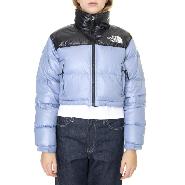Nuptse Cropped Puffer Jacket Folk Blue / Black - Giacca Invernale Donna Blu / Nera NF0A5GGE73A  THE NORTH FACE 