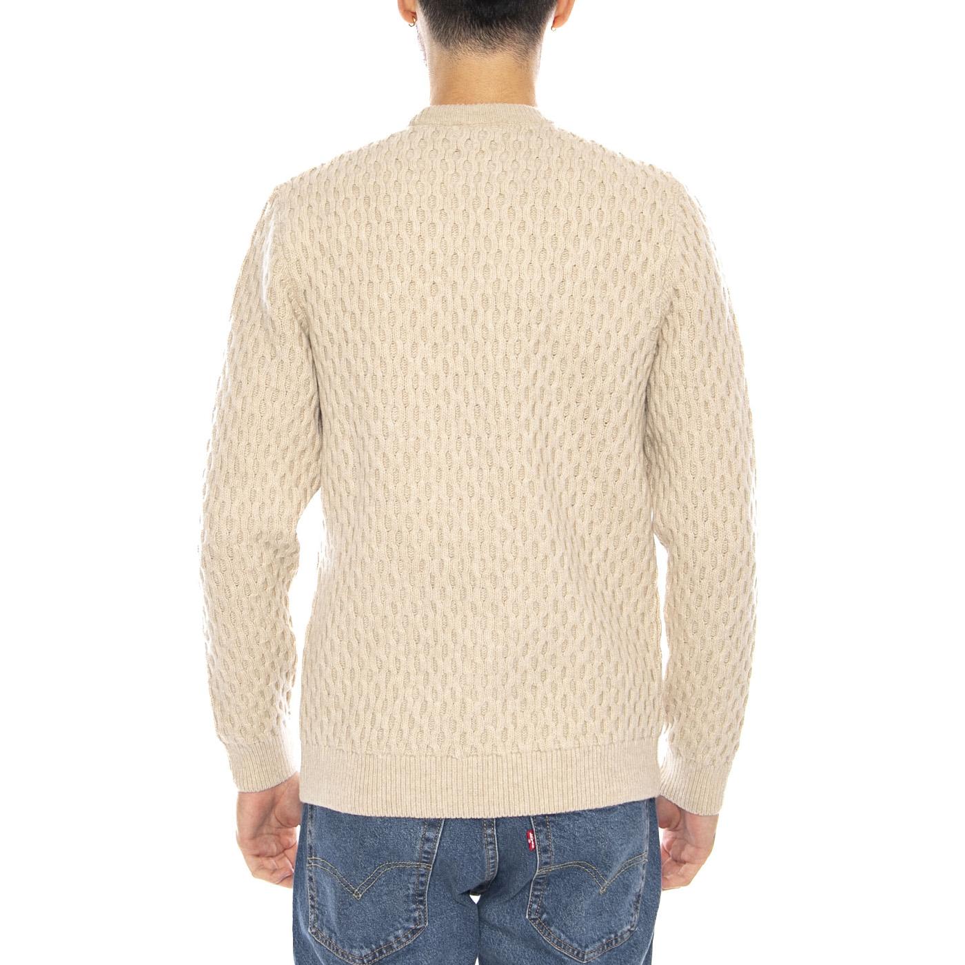 Stone Off White Crew -- Maglia Girocollo Uomo Bianco Sporco a Maniche Lunghe PULL-STON-ECRU OFF WHITE OLOW 