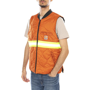 Builders Abraham Rev Vest -- Gilet Uomo Reversibile Washed Nero / Arancione 03412 WBKRO BRIXTON 