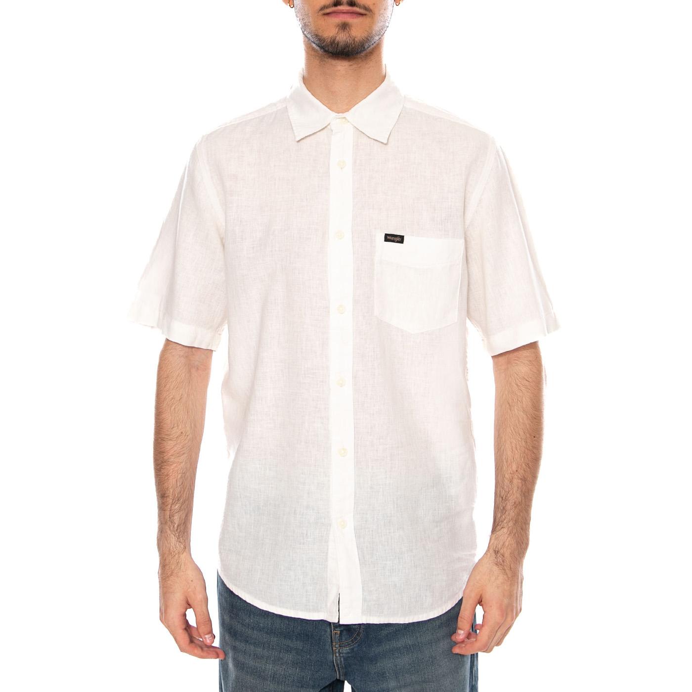 SS 1 Pkt Shirt White - Camicia Maniche Corte Uomo Bianca 112362728 WHT WRANGLER 