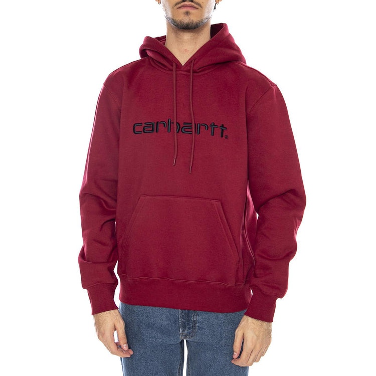 Hooded Carhartt Sweat Scarlet / Graphite - Felpa con Cappuccio Uomo Bordeaux I030547.38FXX . CARHARTT WIP 