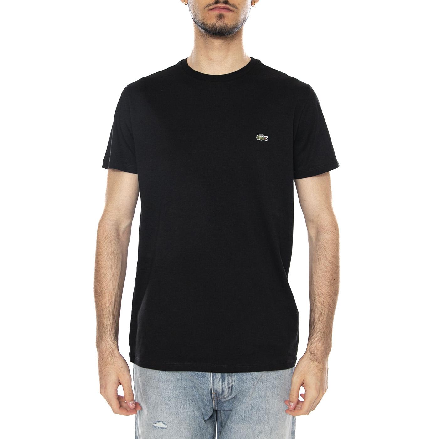 T-SHIRT BLACK - Maglietta Girocollo Uomo Nera TH6709 031 LACOSTE 