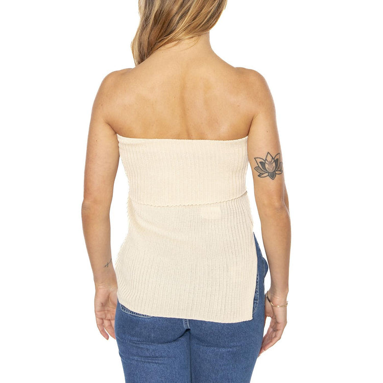 Top punto canalé sin tirantes blanco - Top Donna Beige 51W/10612  WILD PONY 