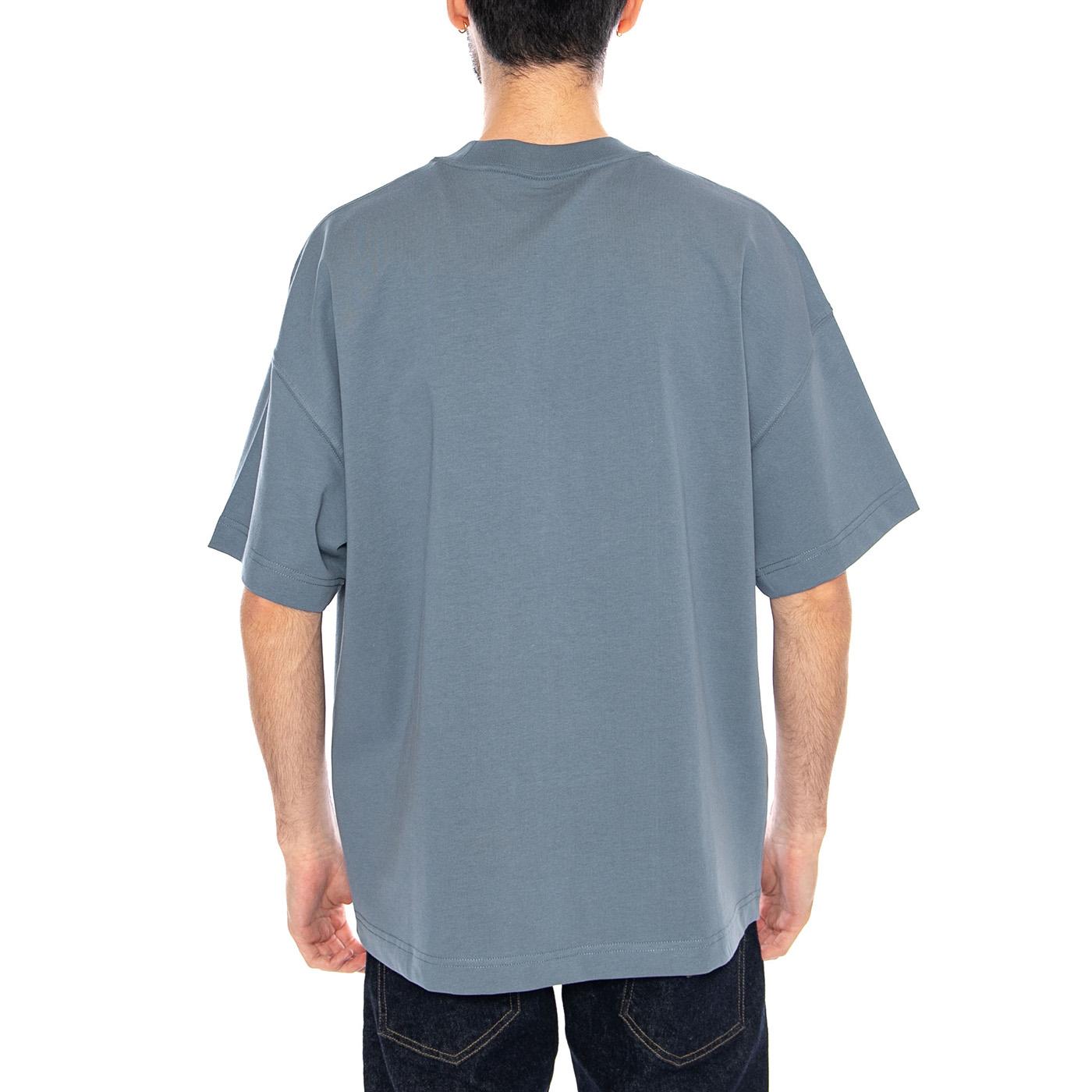 S/S Link Script T-Shirt Velvet Blue / White - Maglietta Girocollo Uomo Blu I031373 3PPXX CARHARTT WIP 