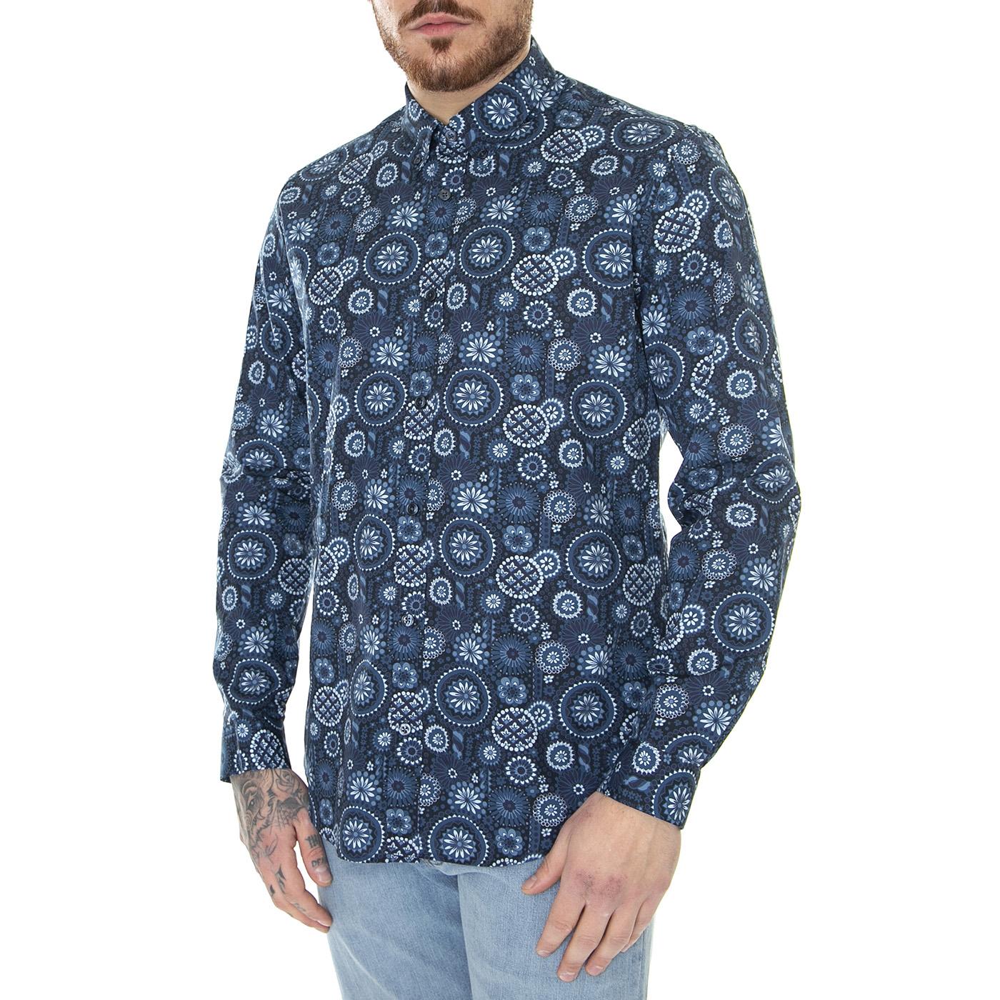 Foulard Print Mood Indigo - Camicia Uomo Blu / Multicolore 63482-171  BEN SHERMAN 