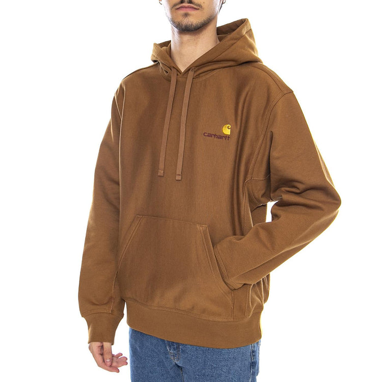 Hooded American Script Sweat Hamilton Brown - Felpa con Cappuccio Uomo Marrone I028279.HZXX  CARHARTT WIP 