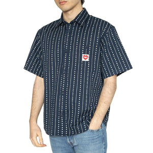 S/S Drewe Shirt Heart C Pinstripe, Ink / Natural - Camicia Maniche Corte Uomo Blu I034537.2RUXX  CARHARTT WIP 