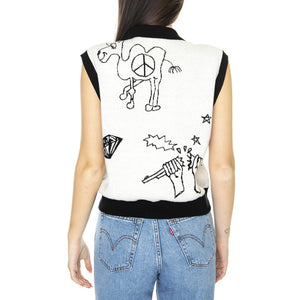 Stardust Vest Sweater Unbleached Multi - Gilet Donna Bianco 251810006-UBL  OBEY 