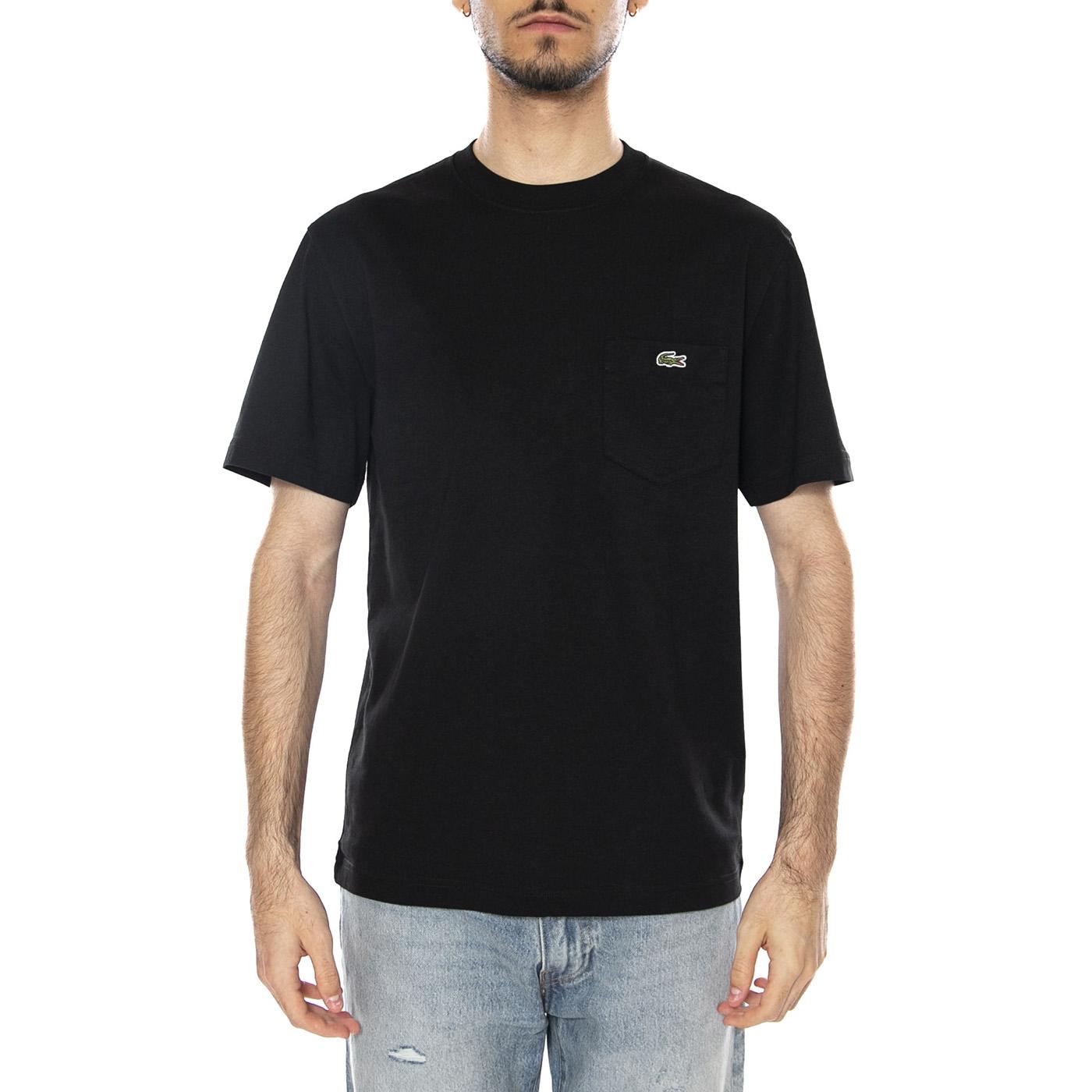 T-SHIRT BLACK - Maglietta Girocollo Uomo Nera TH2827 031 LACOSTE 