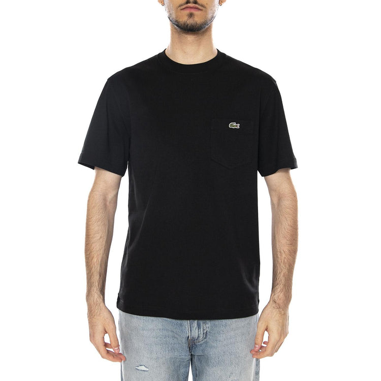 T-SHIRT BLACK - Maglietta Girocollo Uomo Nera TH2827 031 LACOSTE 