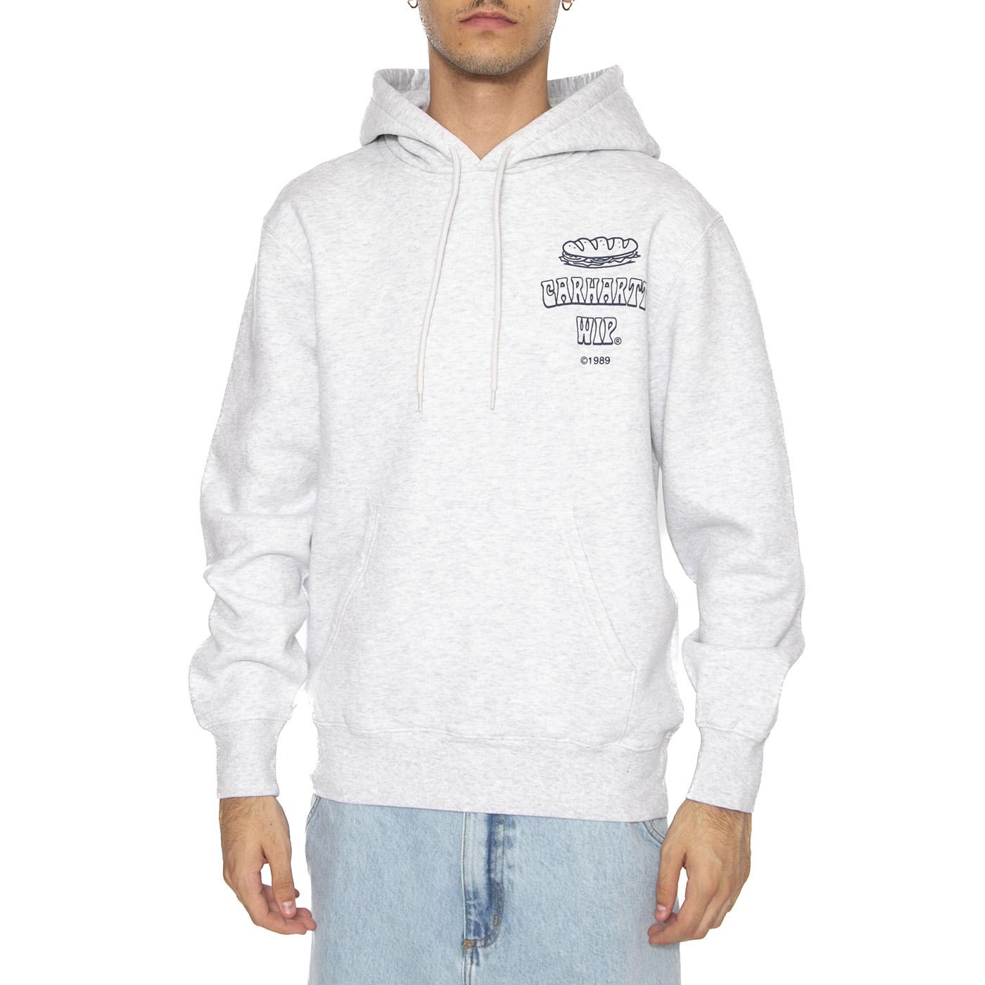 Hooded Sandwich Sweat Ash Heather / Blue - Felpa Uomo Grigia I035277.1V1XX  CARHARTT WIP 