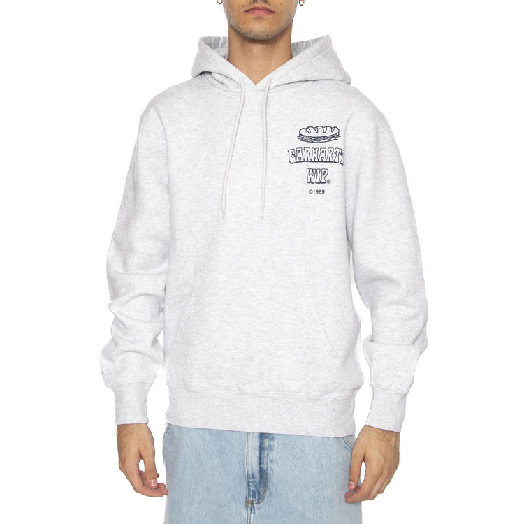 Hooded Sandwich Sweat Ash Heather / Blue - Felpa Uomo Grigia I035277.1V1XX  CARHARTT WIP 