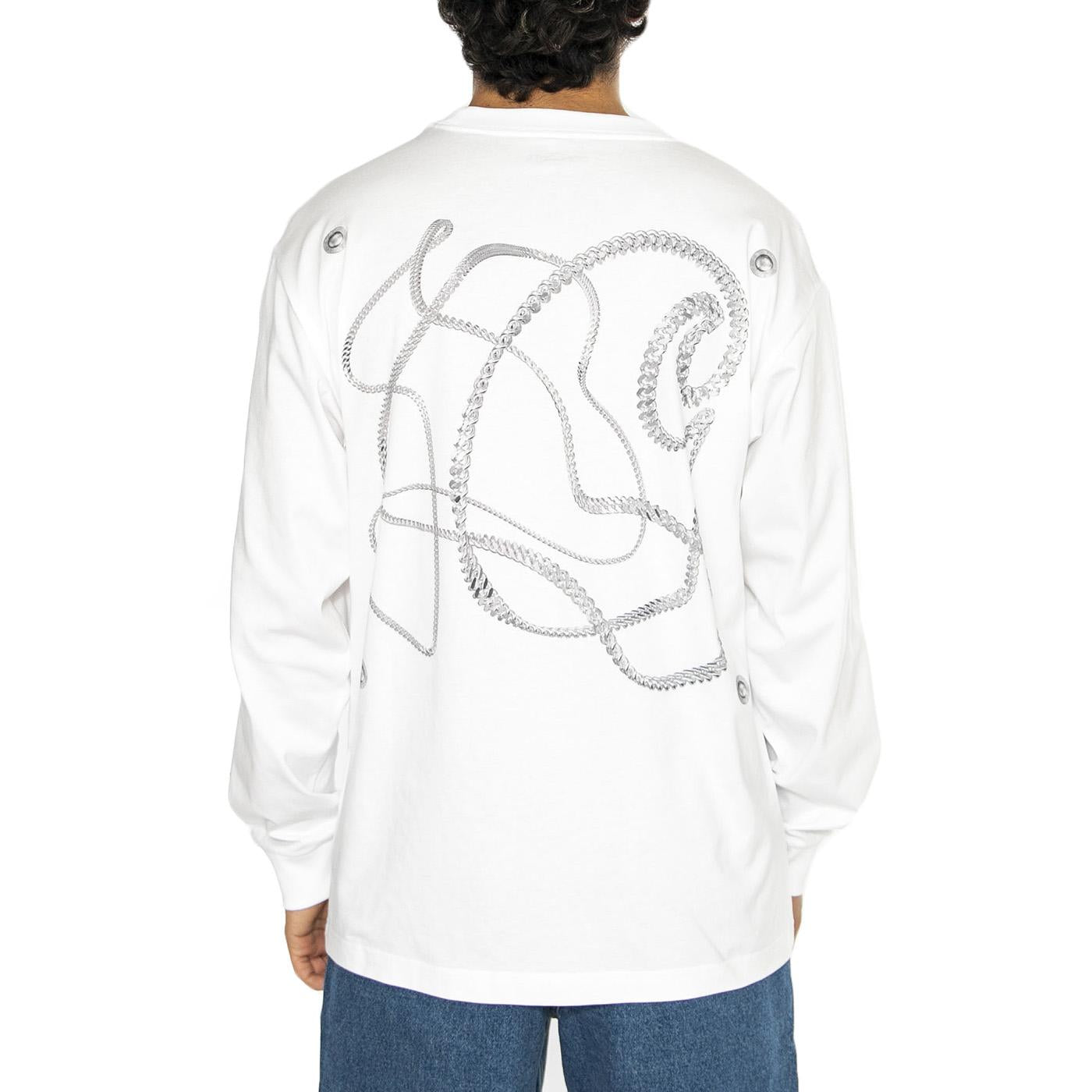 L/S Chain Link T-Shirt White / Silver - Maglietta Girocollo Maniche Lunghe Uomo Bianca I034403.0YFXX  CARHARTT WIP 