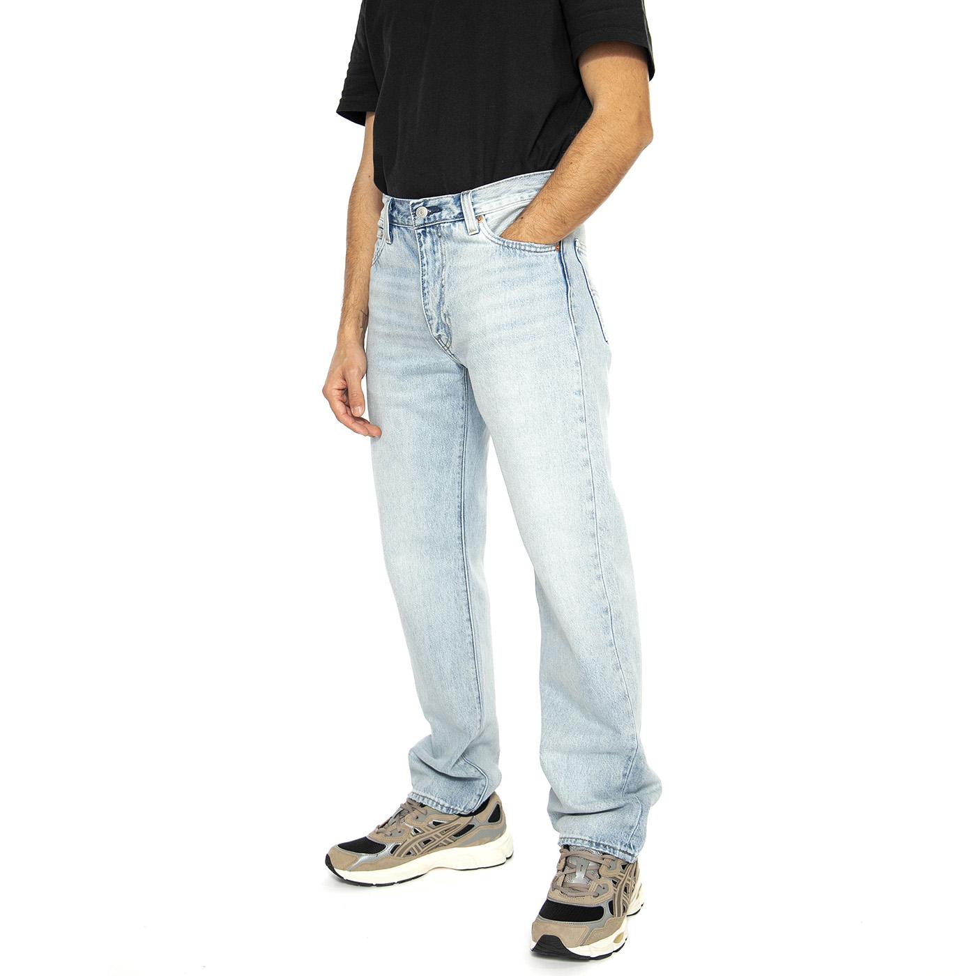 555 Relaxed Straight Baby Blu Essential - Pantaloni Denim Jeans Uomo Blu 000LO-0005  LEVIS 