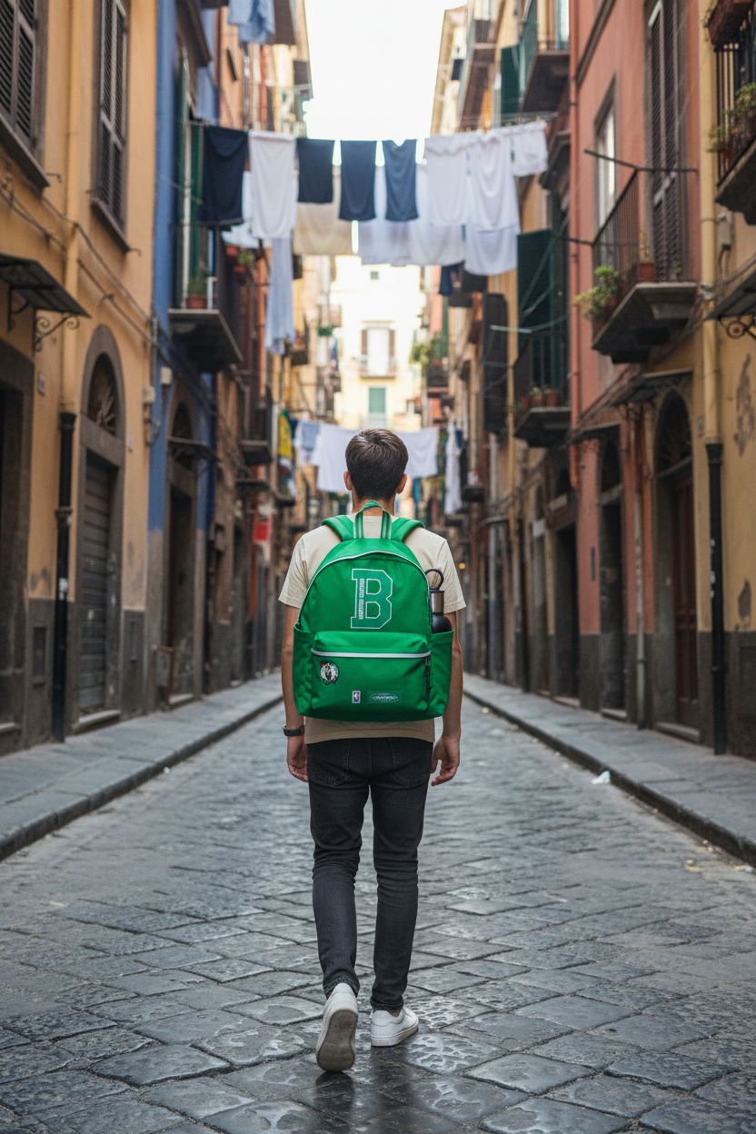 Zaino Eastpak nei vicoli di Napoli